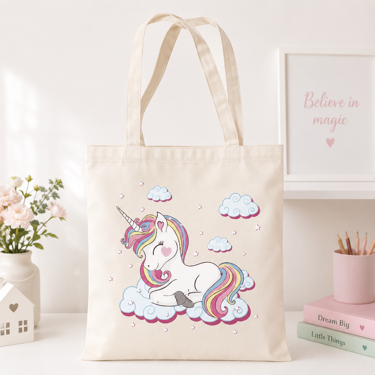 Dreamy Rainbow Unicorn Tote Bag – Cloud Kingdom Edition