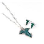 Lord of the Ring Earrings and Necklace Gift Set Leaf of Lorien