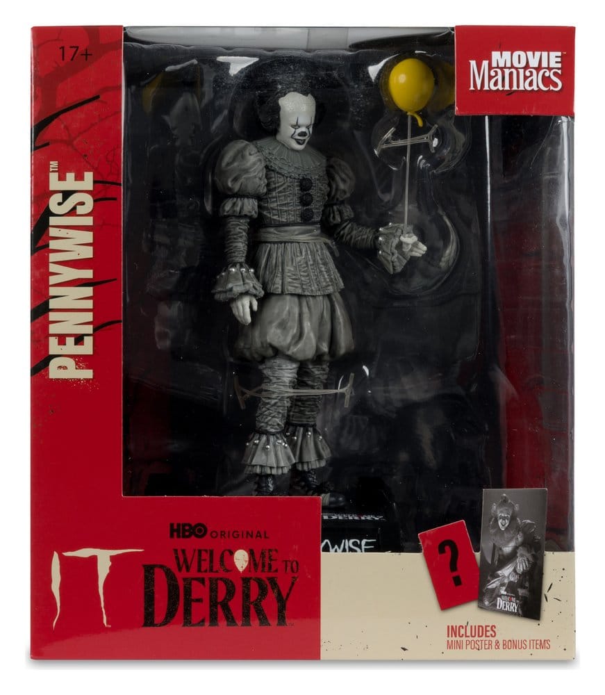 It Welcome to Derry Movie Maniacs Figure Pennywise (Black &amp; White) 16 cm