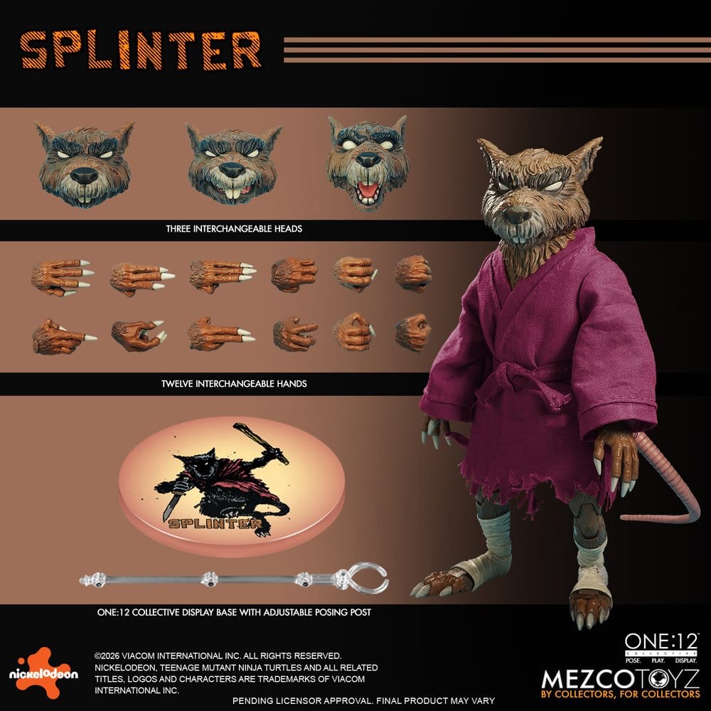 Teenage Mutant Ninja Turtles One:12 Collective Action Figure 1/12 Splinter 17 cm