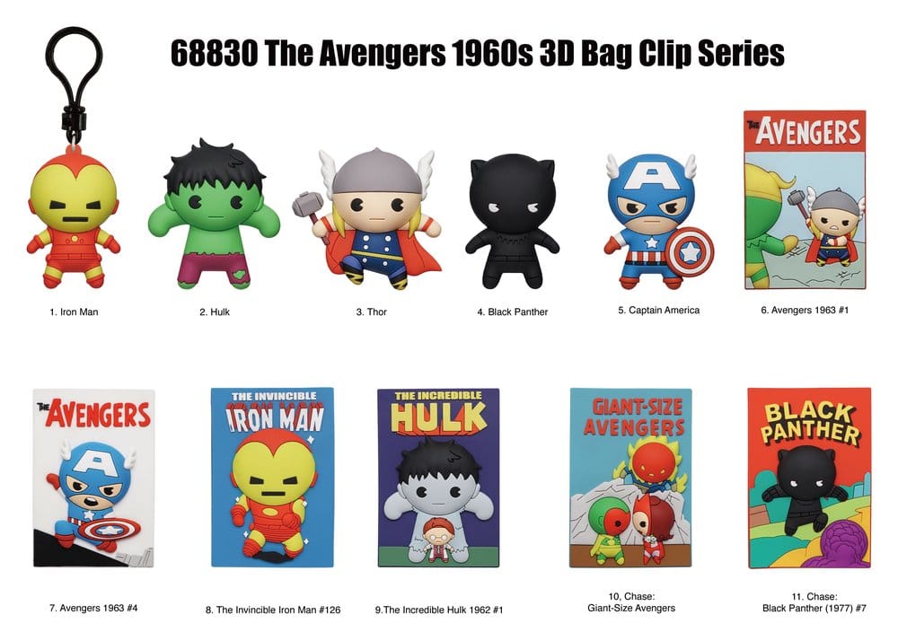 Marvel 3D PVC Bag Clips Series 1 Avengers 60th Comic Covers Blind Bag Display (24)