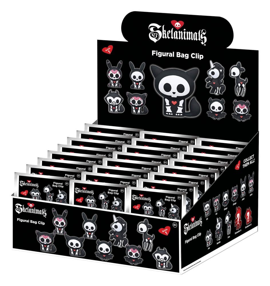 Skelanimals 3D PVC Bag Clips Series 1 Blind Bag Display (24)