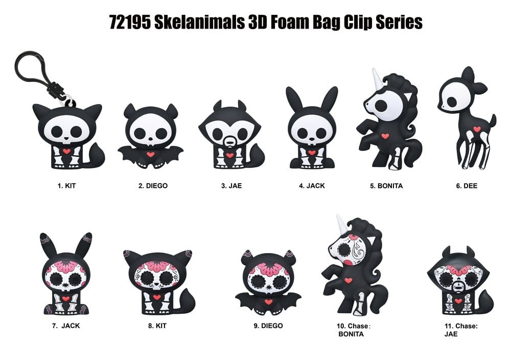 Skelanimals 3D PVC Bag Clips Series 1 Blind Bag Display (24)