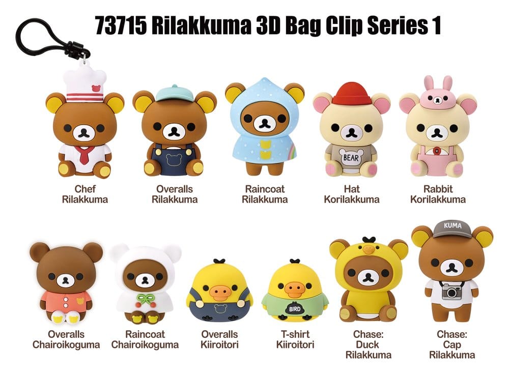 Rilakkuma 3D PVC Bag Clips Series 1 Blind Bag Display (24)