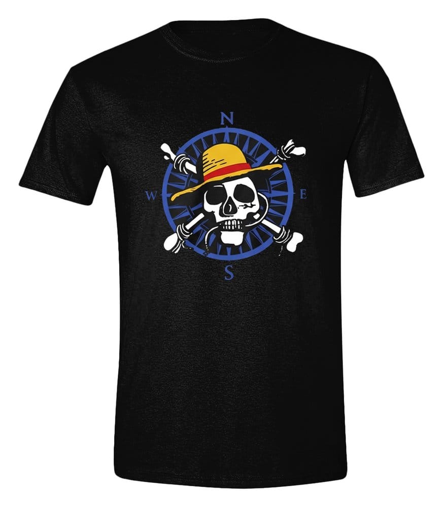 One Piece Live Action T-Shirt Greyscale Skull Size S