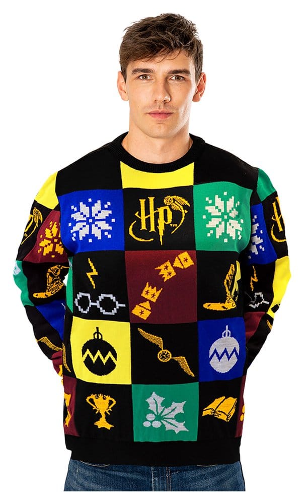 Harry Potter Christmas Sweater Deluxe Patchwork Knitted Size XL