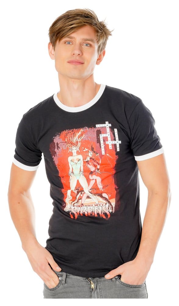 Gotham City Sirens T-Shirt Crossword Black Ringer Size L