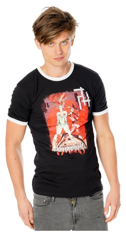 Gotham City Sirens T-Shirt Crossword Black Ringer Size M