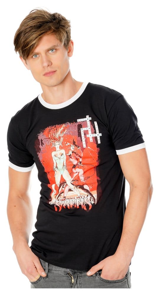 Gotham City Sirens T-Shirt Crossword Black Ringer Size XL
