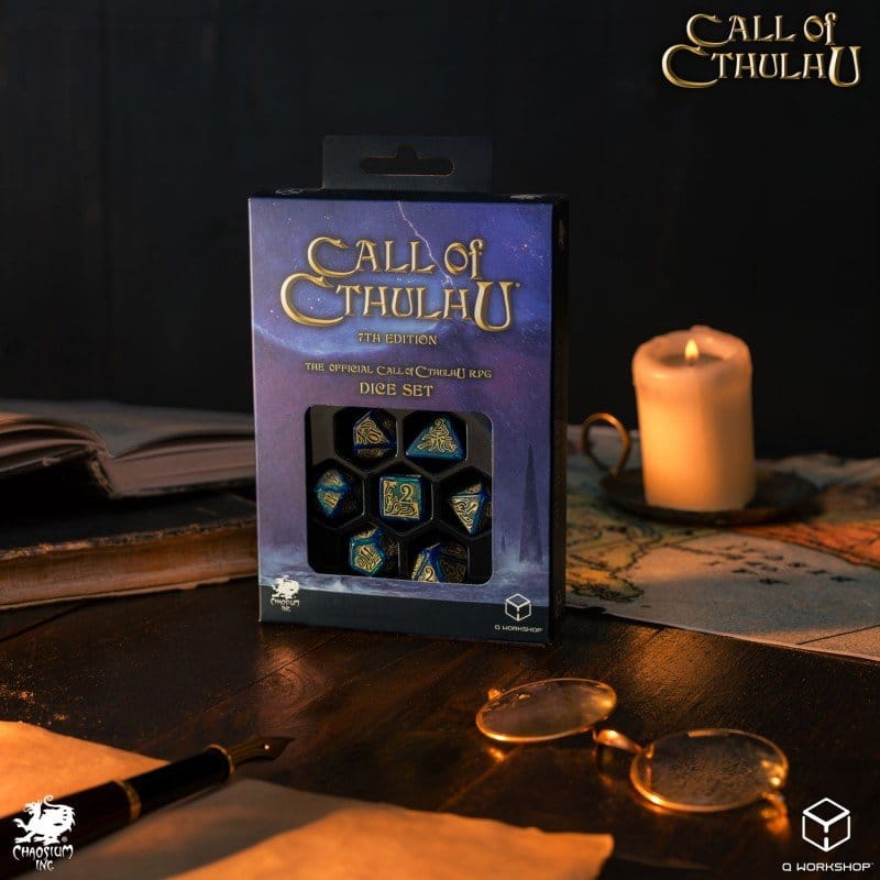 Call of Cthulhu 7th Edition Dice Set of 7 Blue-green & Gold