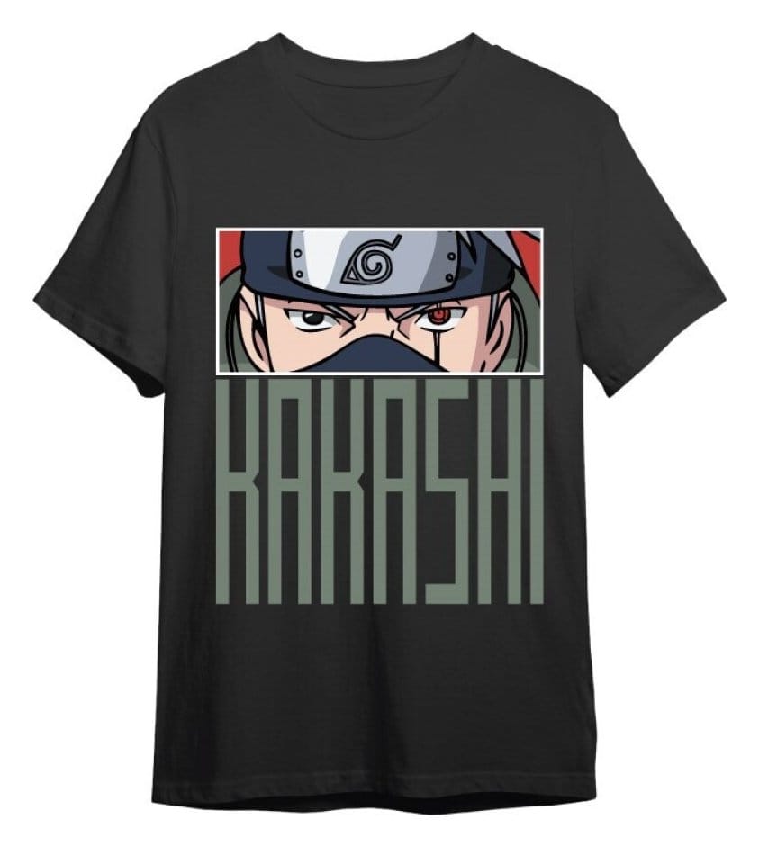 Naruto T-Shirt Kakashi Eyes Black Size XL
