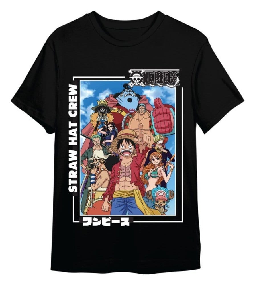 One Piece T-Shirt Straw Hat Crew Black Size S
