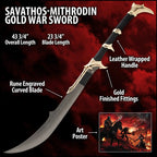 Kit Rae Swords of the Ancients Replica Savathos-Mithrodin War Sword Gold Version 111 cm