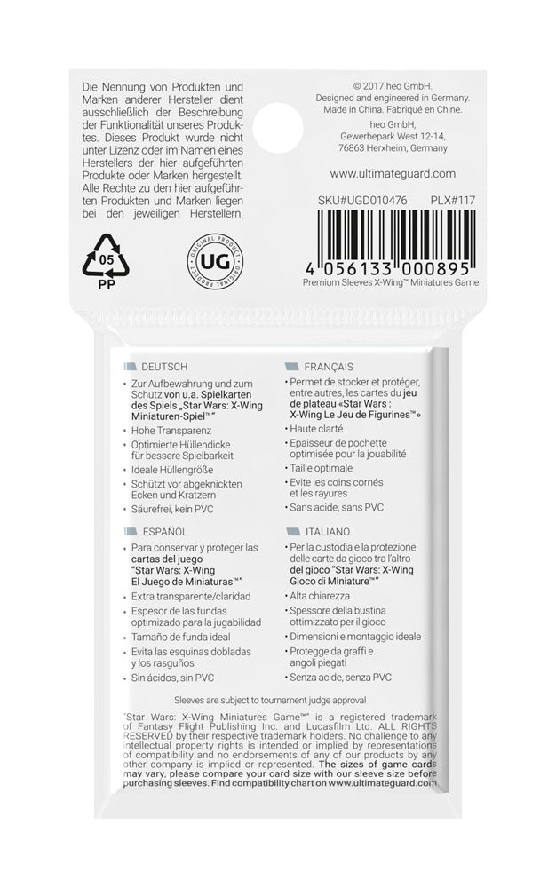Ultimate Guard Board Game Sleeves (50) - X-Wing Miniatures Game