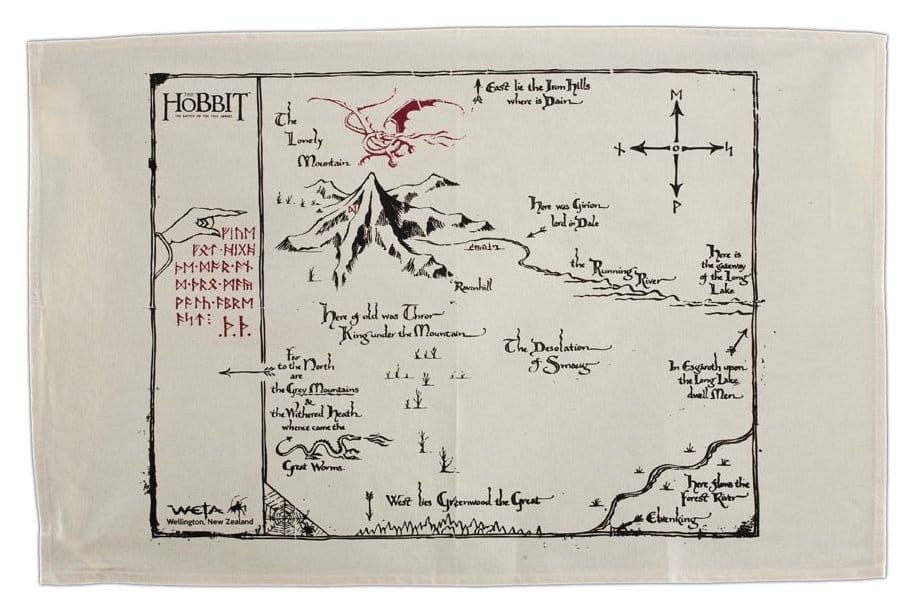 The Hobbit Tea Towel Thorins Map 72 cm