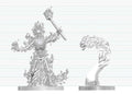 Dungeons & Dragons Nolzur's Marvelous Miniatures Unpainted Miniature Flaming Skeleton & Flameskull 14 cm